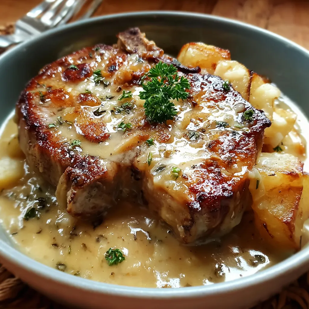 Indulgent Smothered Pork Chop and Scalloped Potato Casserole with Rich Gravy - tertiary view