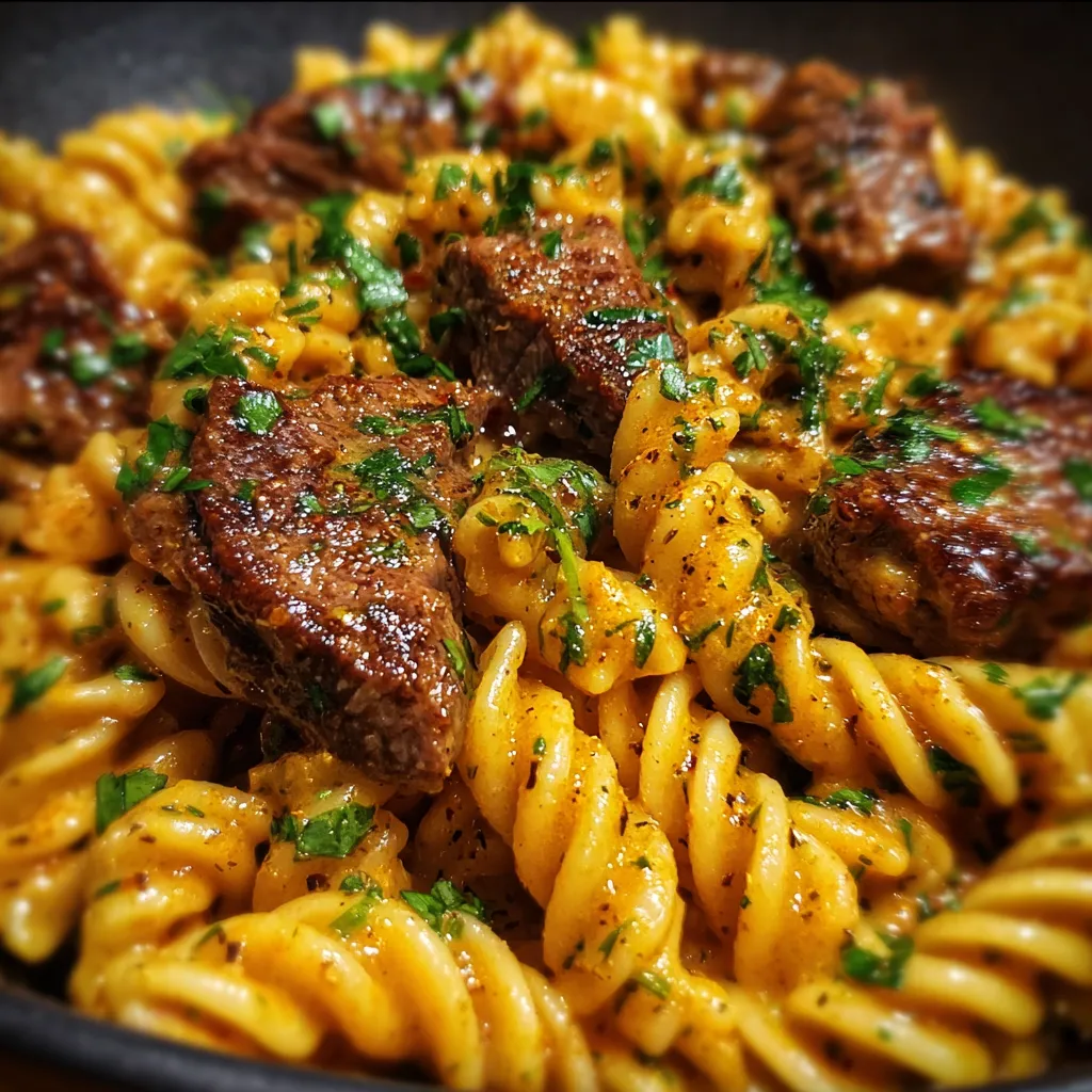 One-Pot Creamy Spicy Garlic Butter Steak and Pasta with Fresh Herbs - tertiary view