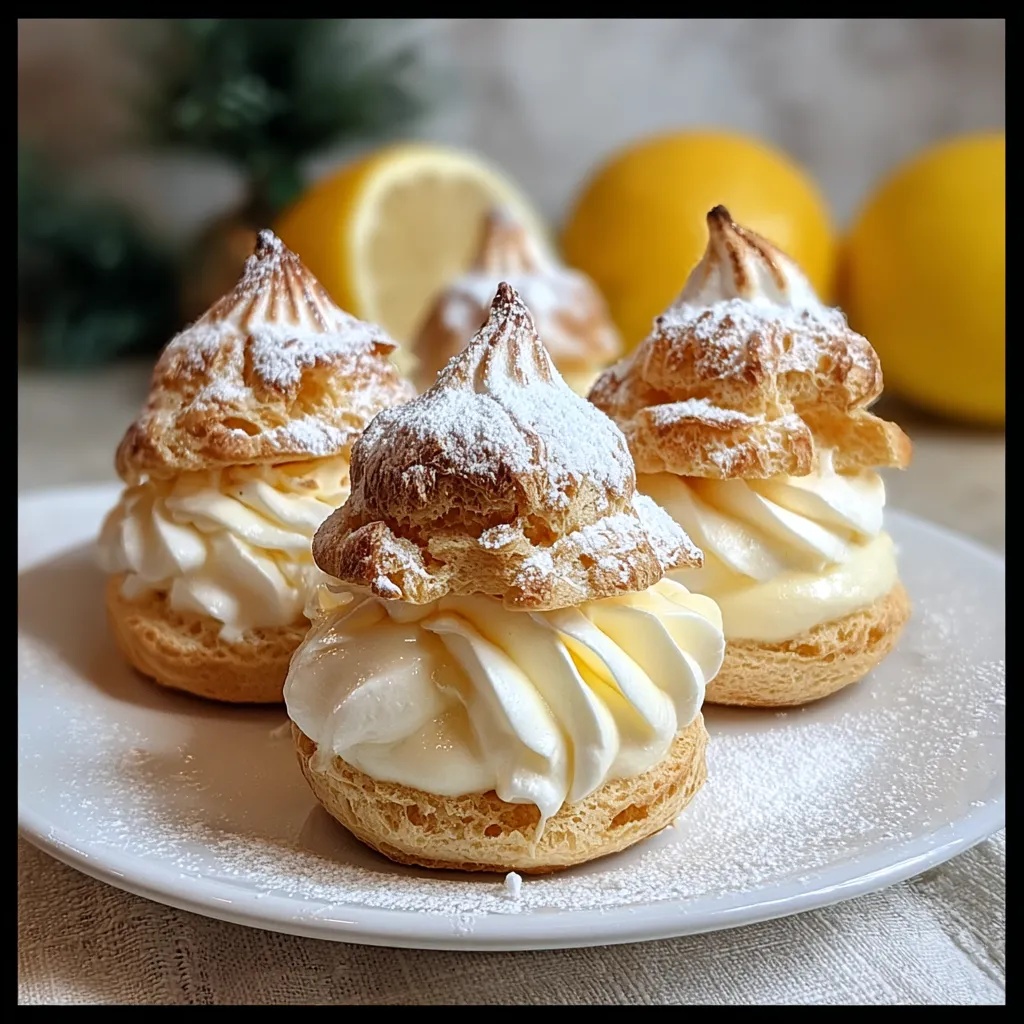 Lemon Meringue Cream Puffs with Luscious Citrus Filling and Torched Meringue Topping - secondary view