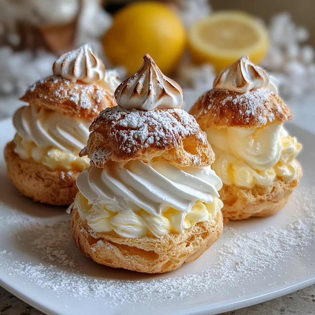 Lemon Meringue Cream Puffs with Luscious Citrus Filling and Torched Meringue Topping - main view