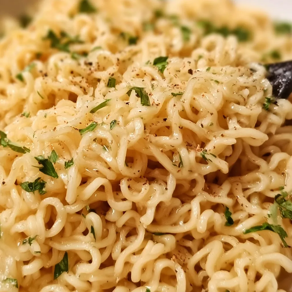 Creamy Garlic Butter Ramen Noodles with Fresh Herbs and Parmesan - main view