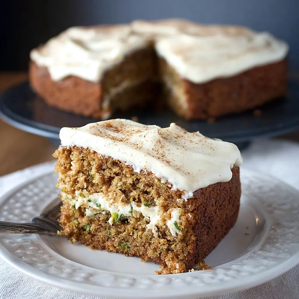Moist Cinnamon Zucchini Cake with Tangy Cream Cheese Frosting and Warm Spices - secondary view