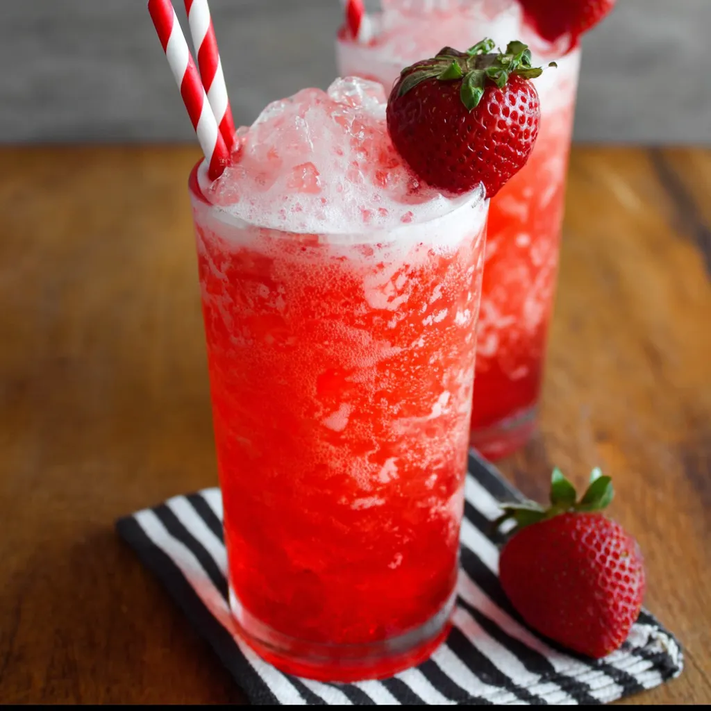 Frozen Strawberry Slushie with Fresh Berry Garnish: Sweet, Icy, Summer Refreshment Perfection - tertiary view