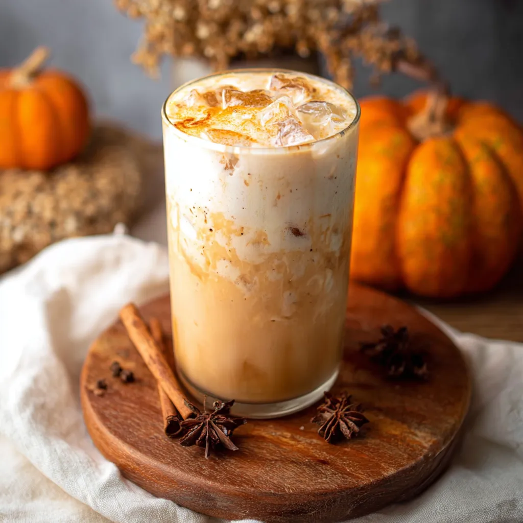 Iced Pumpkin Cream Chai Tea Latte - Perfect Starbucks Copycat Recipe at Home - tertiary view