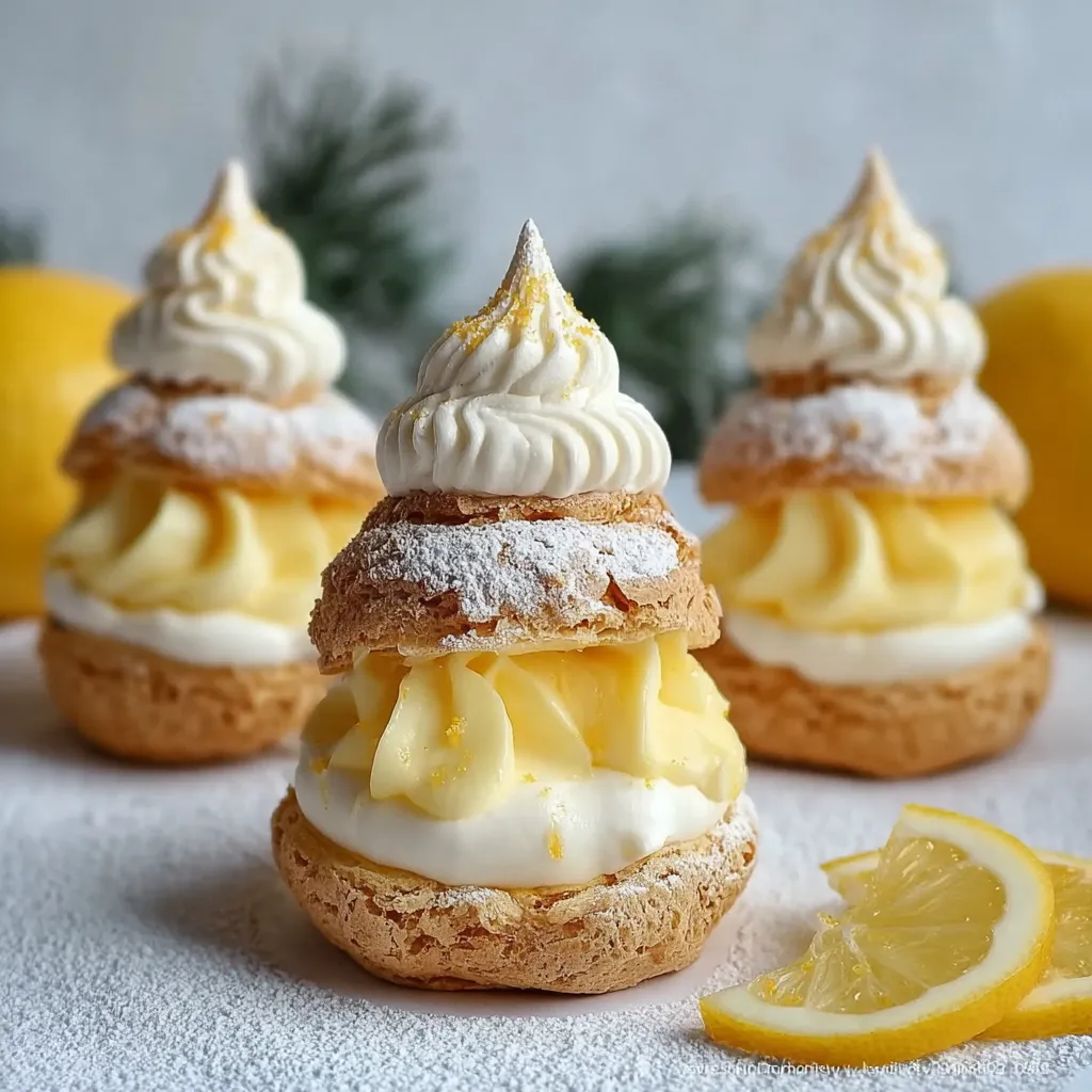 Lemon Meringue Cream Puffs with Luscious Citrus Filling and Torched Meringue Topping - tertiary view