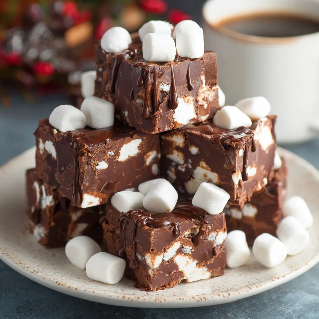 Decadent Hot Chocolate Marshmallow Fudge with Rich Chocolate Ganache Drizzle - tertiary view